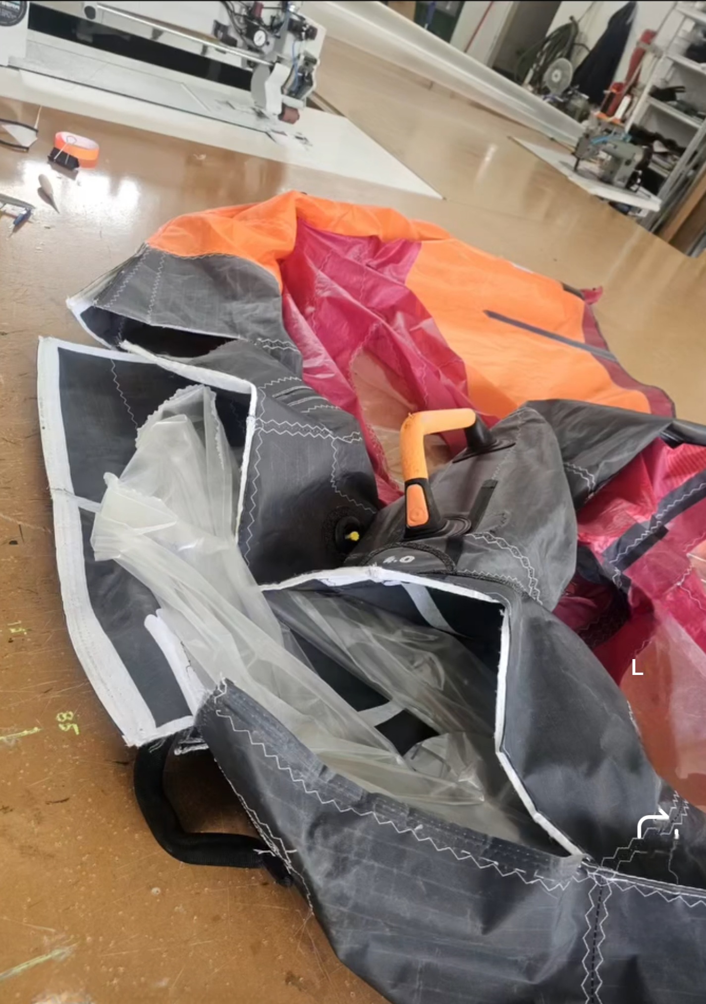 Damaged wingfoil - before repair